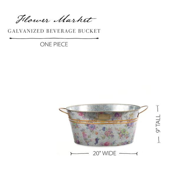 Brand New Mackenzie-Childs Flower Market Galvanized Beverage Bucket - Picture 4 of 4